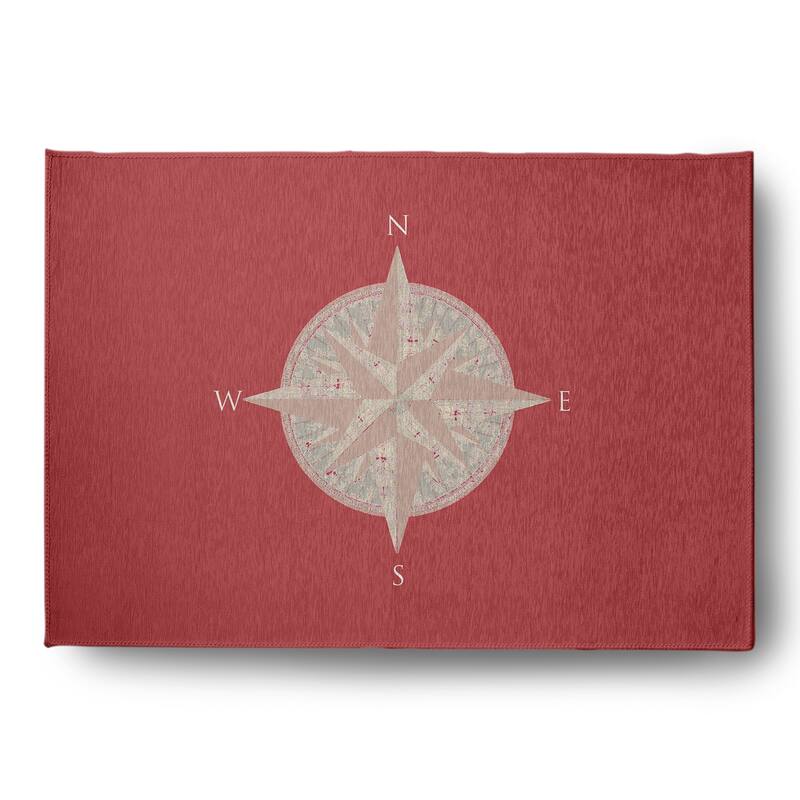 Compass Nautical Indoor/Outdoor Rug - Ligonberry Red - 5' x 7'