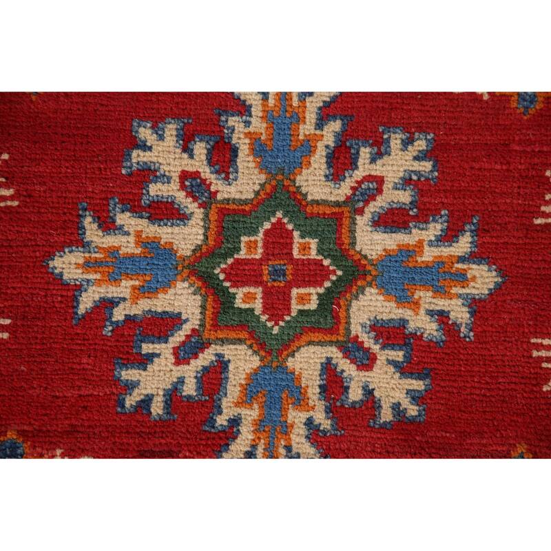 Red Kazak Accent Rug Hand-Knotted Oriental Wool Carpet - 2'9"x 4'1"