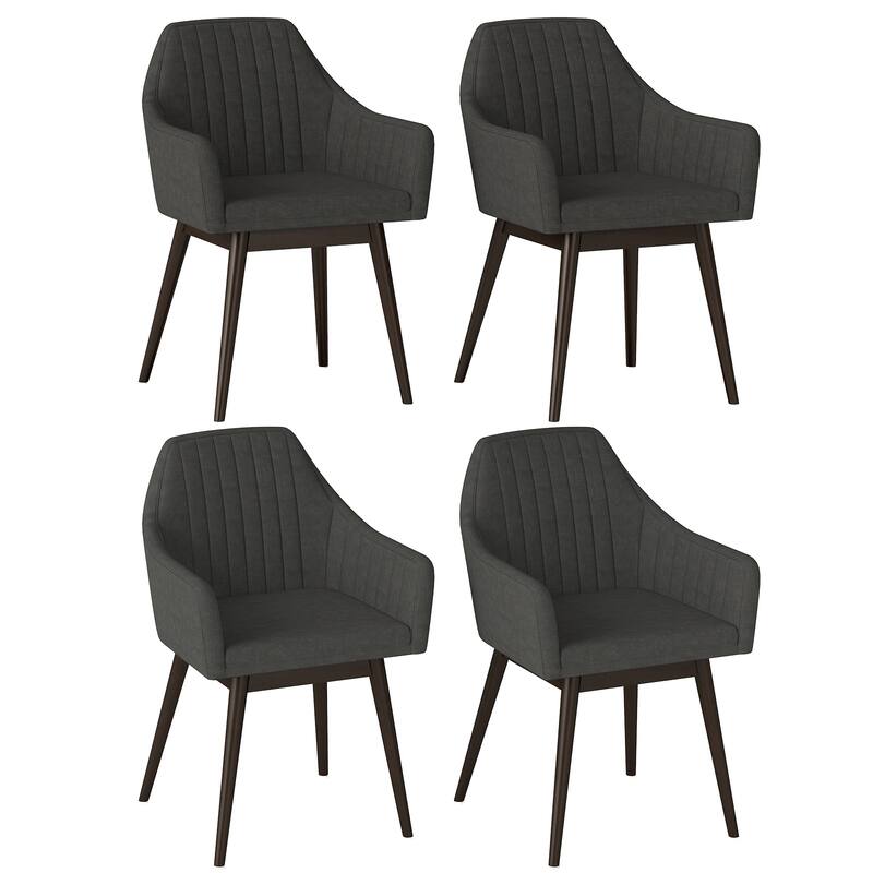 Gymax Set of 4 Dining Chairs Upholstered Kitchen Table Chairs w/ Solid - Black