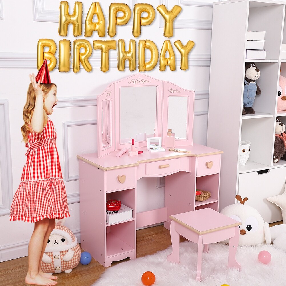 Kids vanity table deals and chair