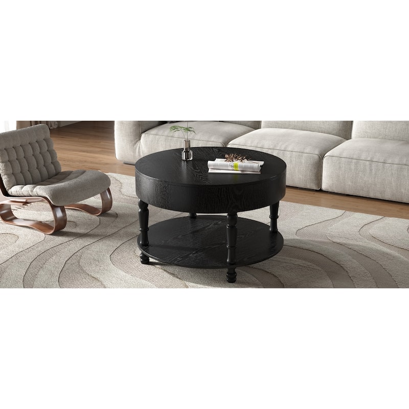 31.5" Round Coffee Table with Dual Storage - Modern Lift-Top Design, Adjustable Feet, Easy Assembly