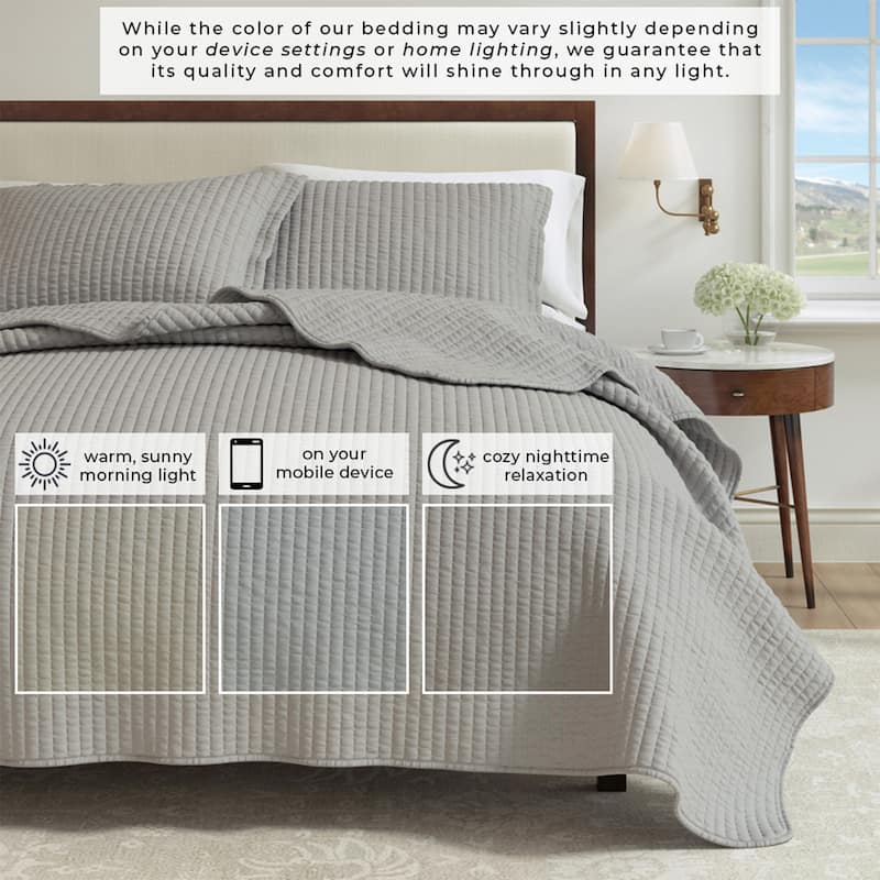 Linery & Co. Detailed Channel Stitch Microfiber Quilt Set With Shams.