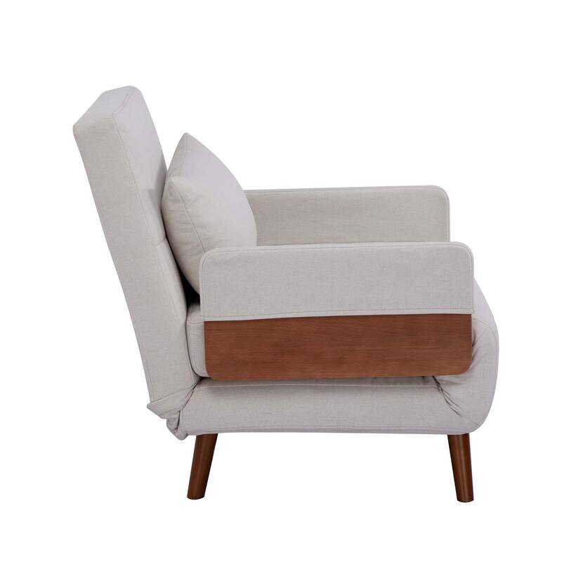 Modern Foldable Sofa Bed - Single Sleeper with Linen Fabric, 6-Level Adjustable Backrest, Converts in 10 Sec, Silent Hinges