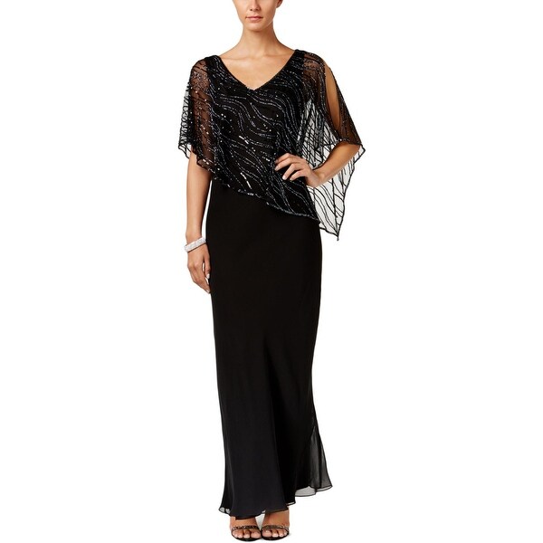 black embellished evening dress