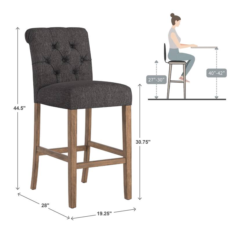 Benchwright Premium Tufted Rolled Back Counter/ Bar Height Stools (Set of 2) by iNSPIRE Q Artisan