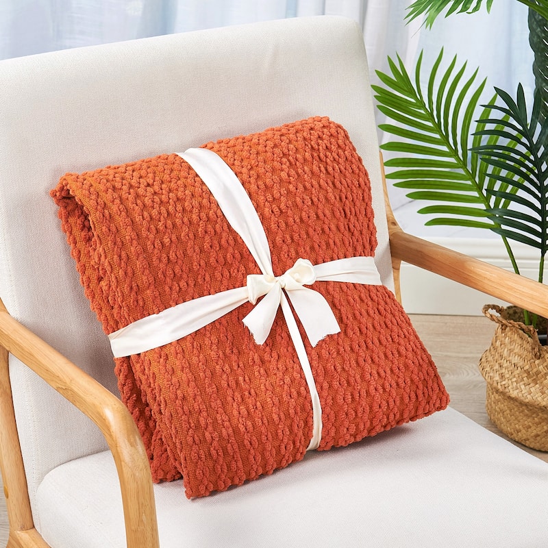 Home Soft Things Chain Tweed Throw Decorative Blanket with Tassels