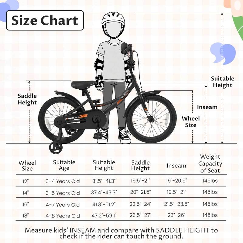 Costway 14" Kids Bike with Removable Training Wheels Adjustable Seat & - See Details