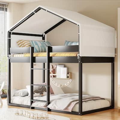Wood Bunk Bed with Tent