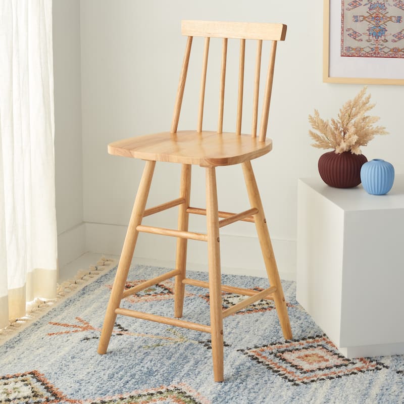 SAFAVIEH Nanie Wood 25-inch Counter Stool - 17 In. W x 17 In. D x 38 In. H - 17Wx17Dx38H - Natural