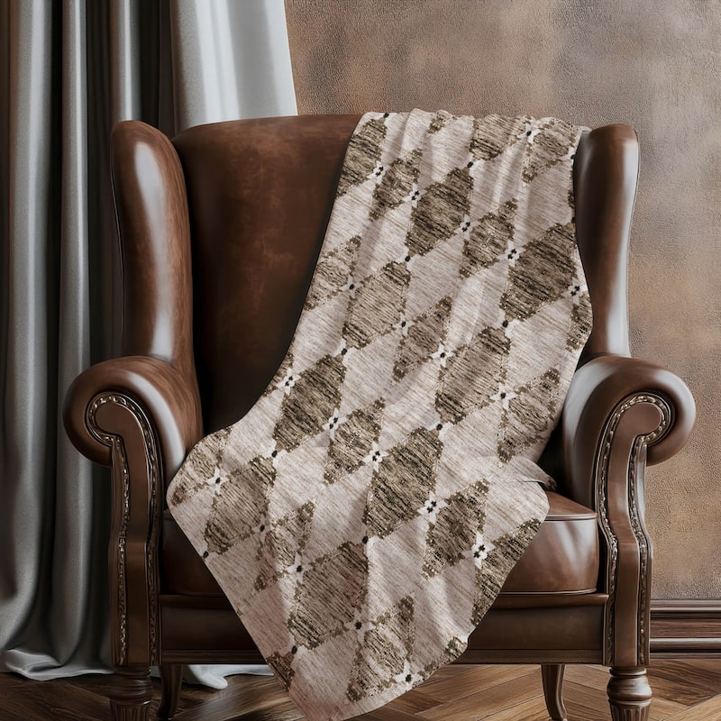 Premium Machine Washable Boho Modern Sherpa Throw Blanket