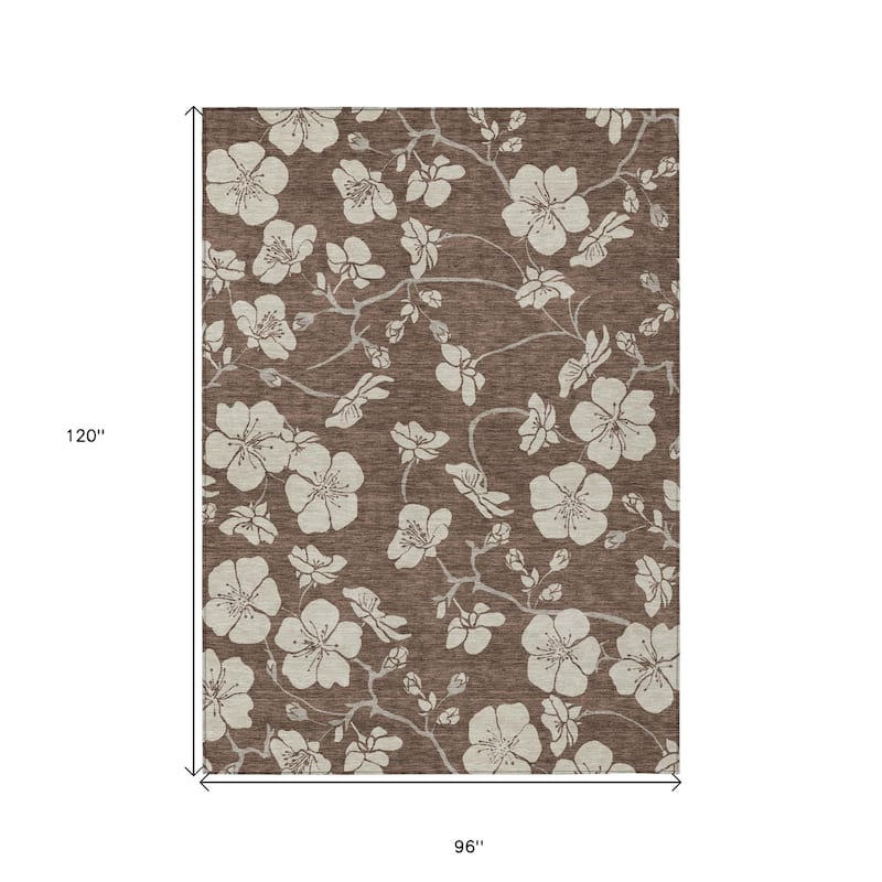 HomeRoots Floral Transitional Rectangle Outdoor Rug