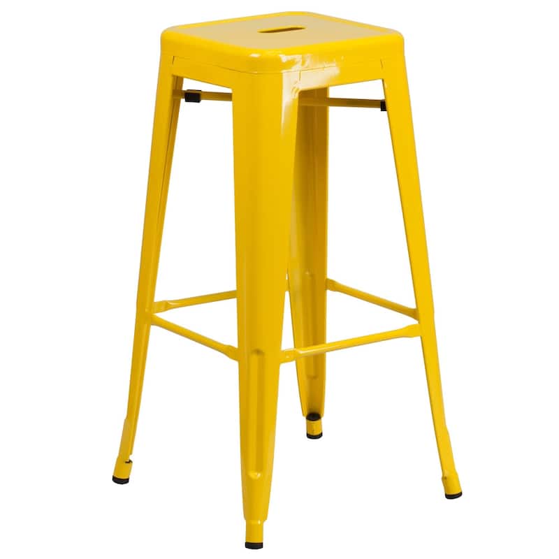 4 Pack 30" High Backless Metal Indoor-Outdoor Barstool with Square Seat