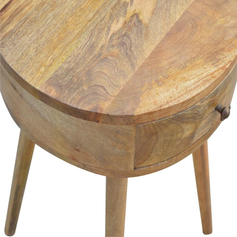 Contemporary Design Drawer Circular Shaped Wooden Nightstand,Durable And Sturdy