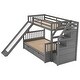 preview thumbnail 18 of 20, Twin Over Full Bunk Bed with Storage Drawers & Guardrails, Multifunction Wood Bunk Bed with Stairs & Slide, Space-Saving Design