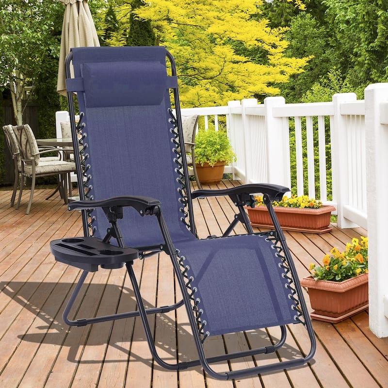 Set Of 2 Zero Gravity Chair, Patio Folding Lawn Outdoor Lounge Camp Reclining Lounge Chair for Poolside Backyard and Beach