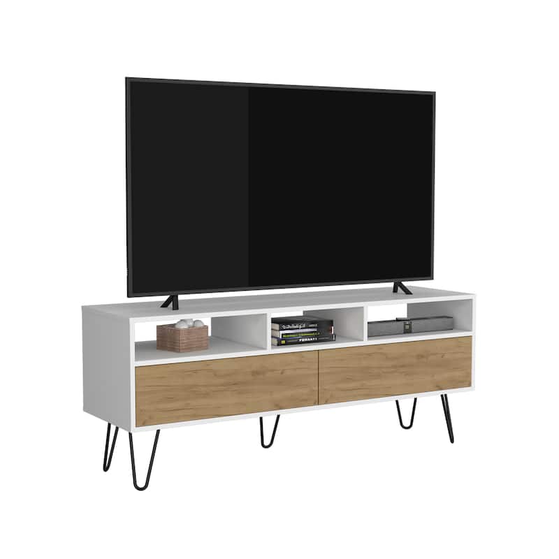 Modern design TV Stand, 2 Doors, 3 Shelves, 5 Legs with spacious storage,FSC Certified CPSIA Compliant