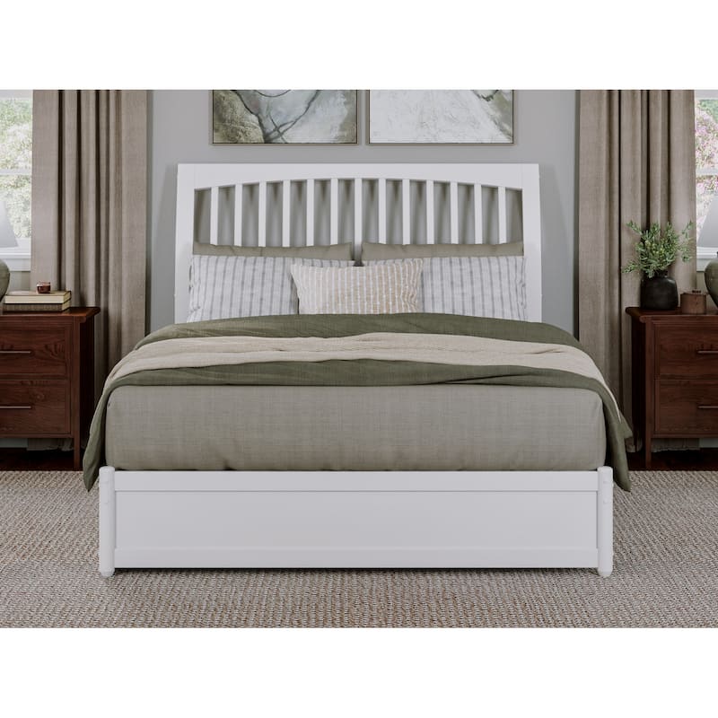 Roslyn Platform Bed with Modern Panel Footboard and Twin XL Trundle