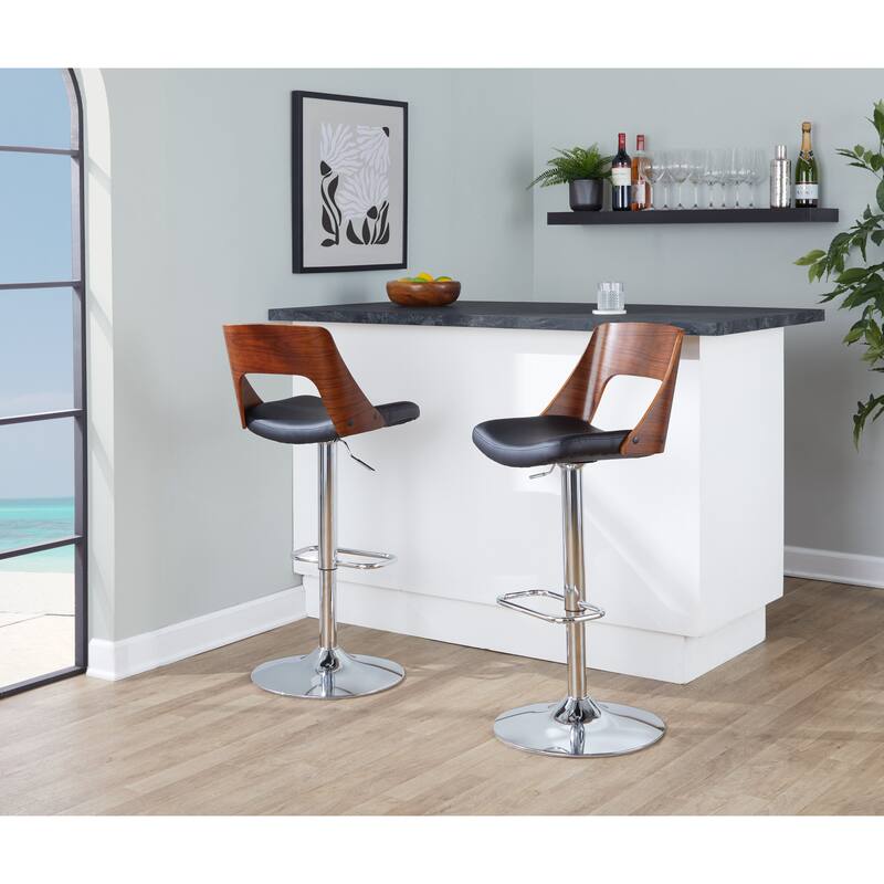 Carson Carrington Paula Adjustable Bar Stool with Rounded Rectangle Footrest (Set of 3)