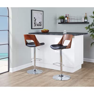 Carson Carrington Paula Adjustable Bar Stool with Rounded Rectangle Footrest (Set of 3)