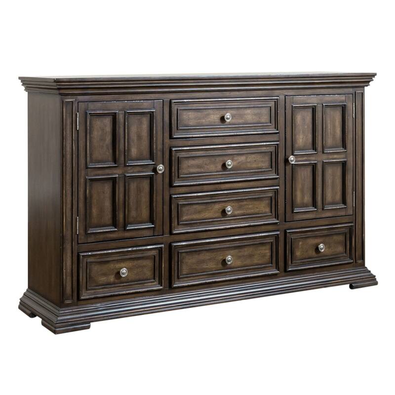 Big Valley Brownstone Distressed 2 Door 6 Drawer Dresser