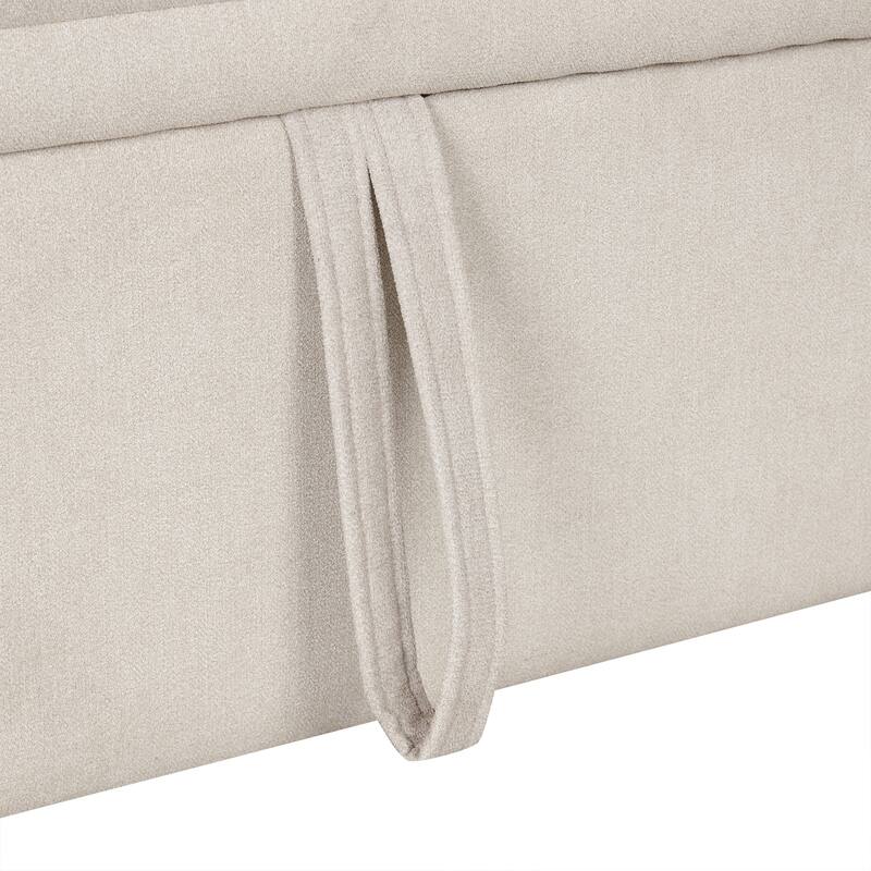 Beige 117.3" Oversized Chenille Upholstered U-shaped Convertible Sleeper Sectional Sofa with Pull-out Bed and 2 Throw Pillows