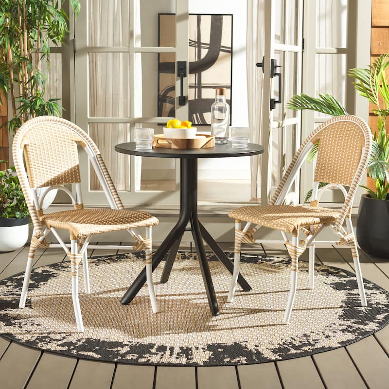 SAFAVIEH Outdoor Patio Furniture Torino Side Chair (Set of 2) - 21"W x 20"D x 33"H - Natural Wash/White