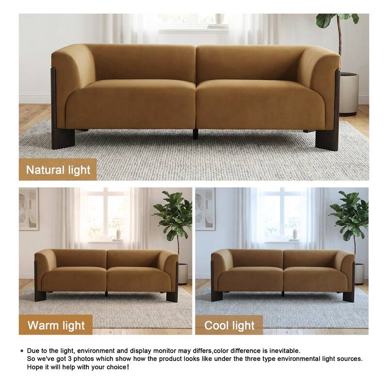 Mid-Century Tuxedo Arm Roomy Barrel Chair Oversized Loveseat Sofa