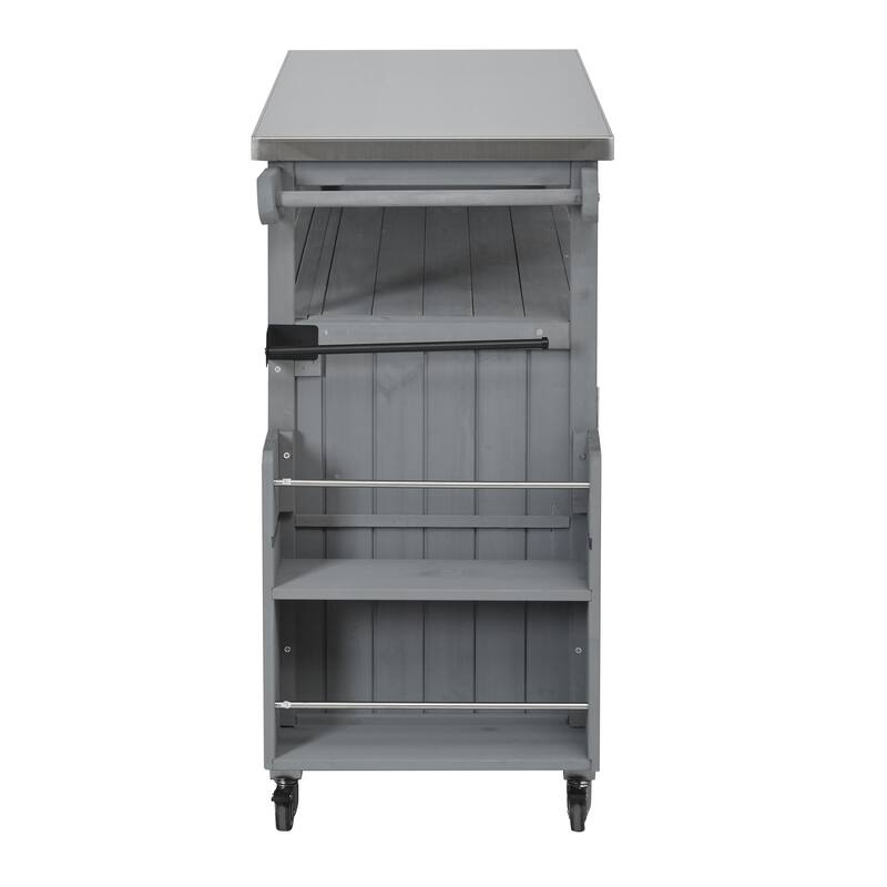 Portable Foldable Outdoor Kitchen Cart with Storage Cabinet and Lockable Wheels