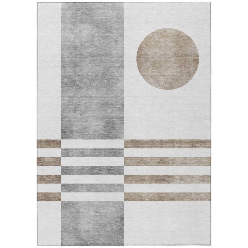 Machine Washable Indoor/Outdoor Modern Fusion Chantille Rug