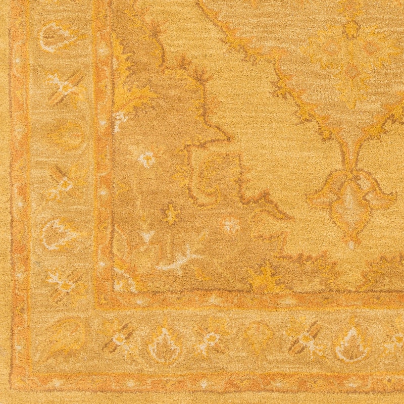 Hand-tufted Fahua Bordered Goldtone Wool Rug - 8' x 10' - 8' x 11'