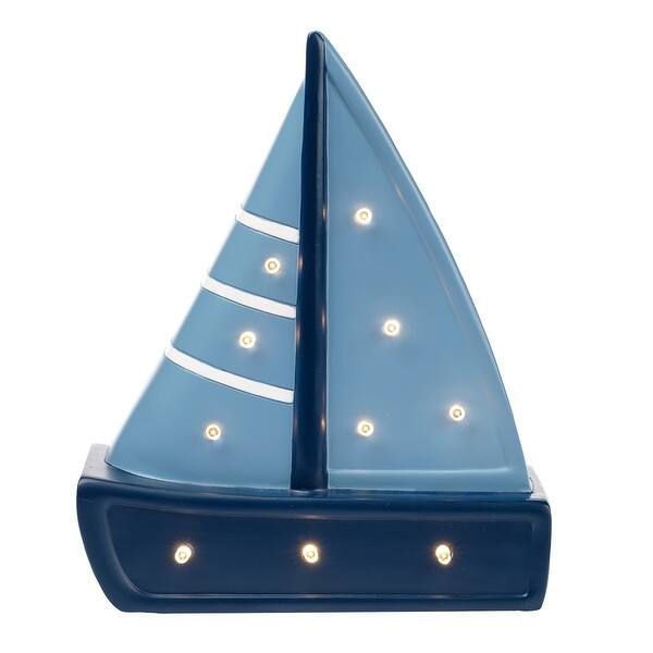 slide 2 of 8, Lambs & Ivy Little Skipper Hand Painted Nautical Sailboat Table Top Lamp/Light
