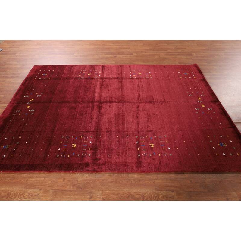 Tribal Gabbeh Oriental Area Rug Handmade Tribal Red Silk Carpet - 5'4" x 8'0"