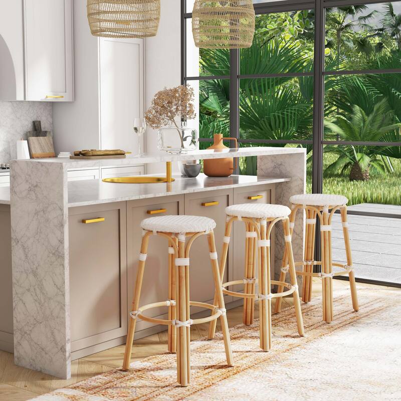 Tobias Rattan Round Bar Stool