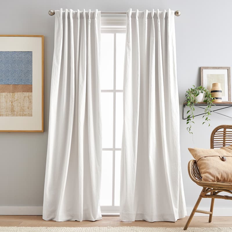 Sanctuary Back Tab Lined Curtain Panel Pair - 95 Inches - White