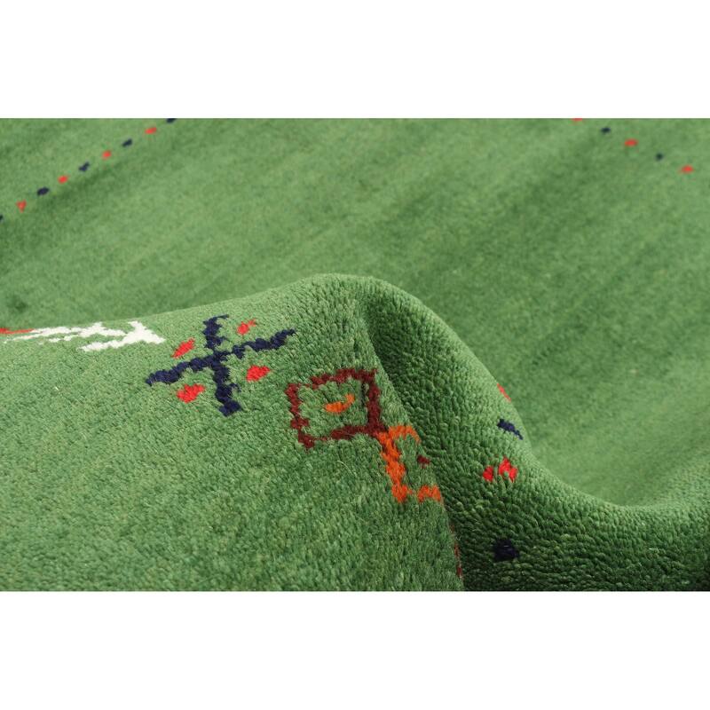 ECARPETGALLERY Hand Loomed Kashkuli Gabbeh Green Wool Rug - 3'1 x 5'0