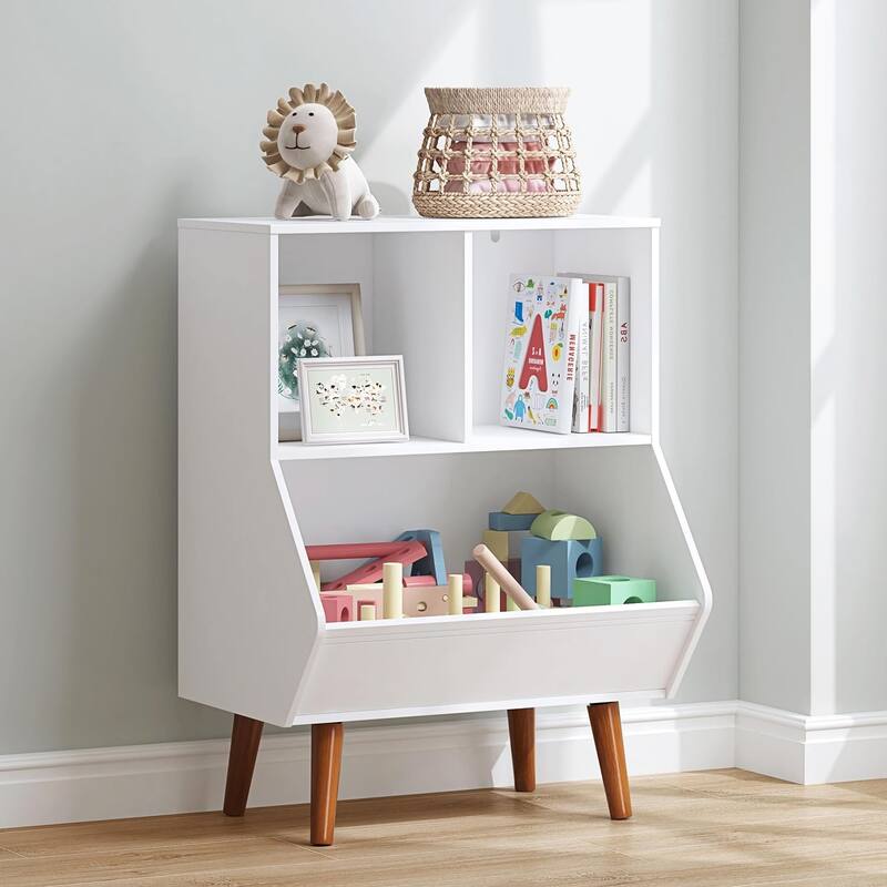 COSTARS Toy Storage Organizer, Kids Bookshelf and Toy Storage with Legs, 3 Cube Storage Organizer
