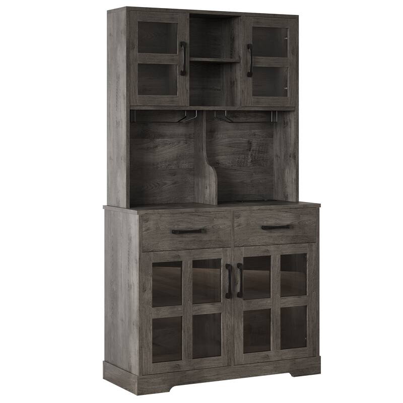 Meyreso 71" Kitchen Pantry Hutch Cabinet with 2 Drawers