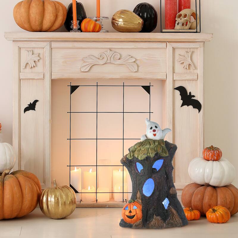 National Tree Company Halloween Haunted Tree Trunk Decoration, LED Lights, 18 Inches - 8 in