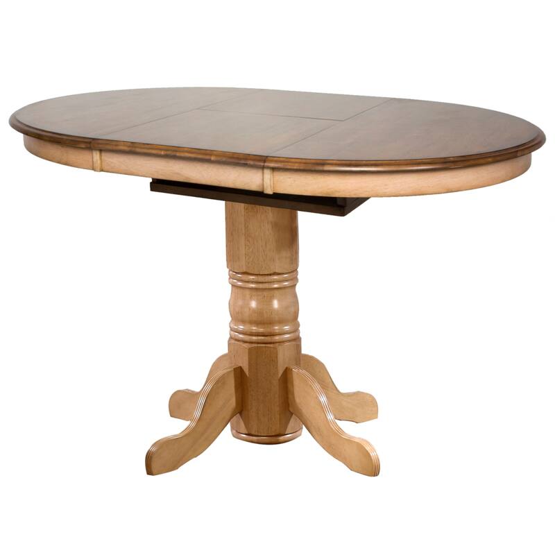 Extendable Dining Set - 5 Piece Table & Stool Set - 42" Round/60" Oval - Coastal Dining Room Furniture