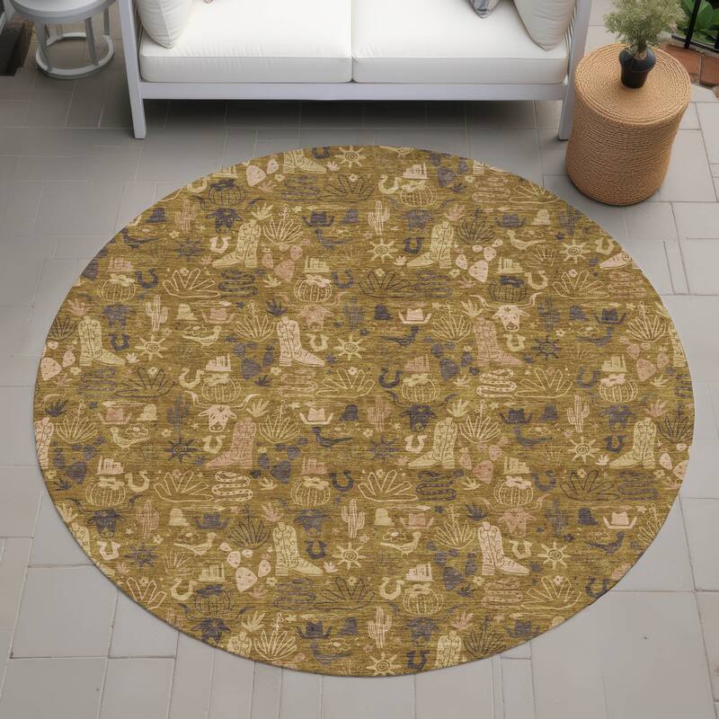 Machine Washable Indoor/ Outdoor Cowboy Dallas Chantille Rug - Walnut - 8' x 8'