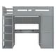 preview thumbnail 8 of 18, Twin Size Loft Bed with Desk, Wardrobes, 4 Drawers and 4 Shelves, Grey