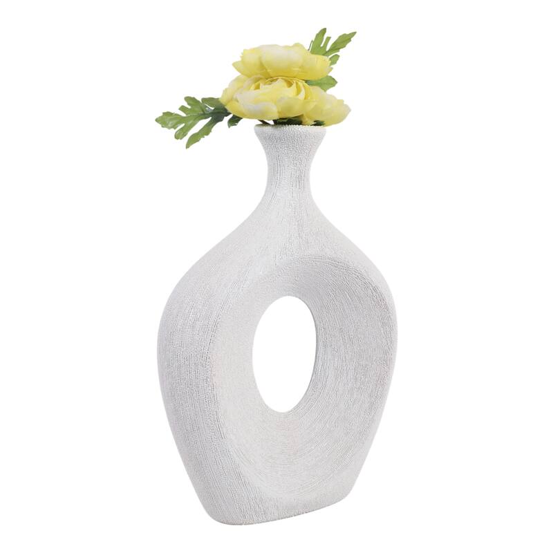 Modern Oval Ceramic Table Vase Cut-Out Design