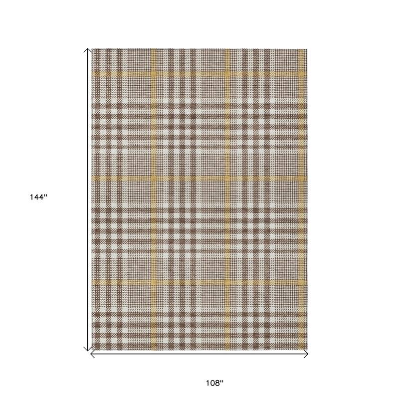 HomeRoots Plaid Transitional Rectangle Outdoor Rug