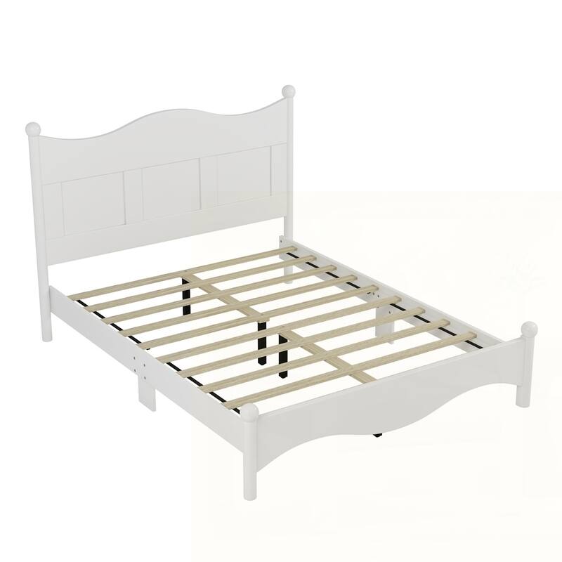 Wood Platform Bed Frame with Wooden Slat Support