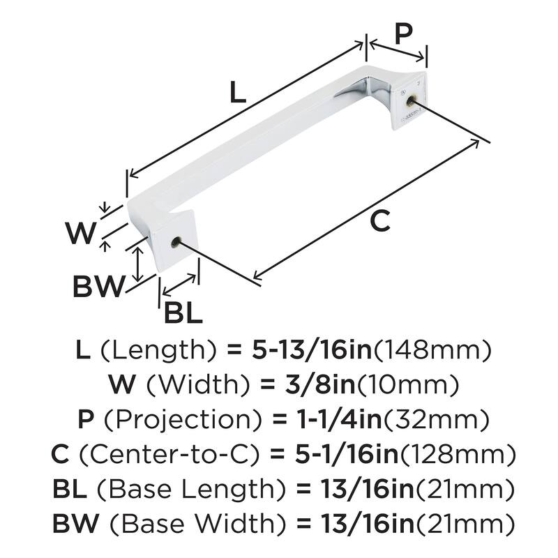 Amerock Mulholland 5-1/16 in (128 mm) Center-to-Center Polished Chrome Cabinet Pull - Polished Chrome
