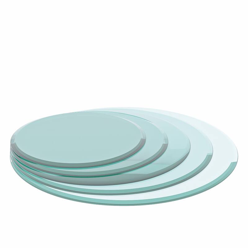 Round Tempered Glass Table Top Beveled Polished Edge (Only Table Top