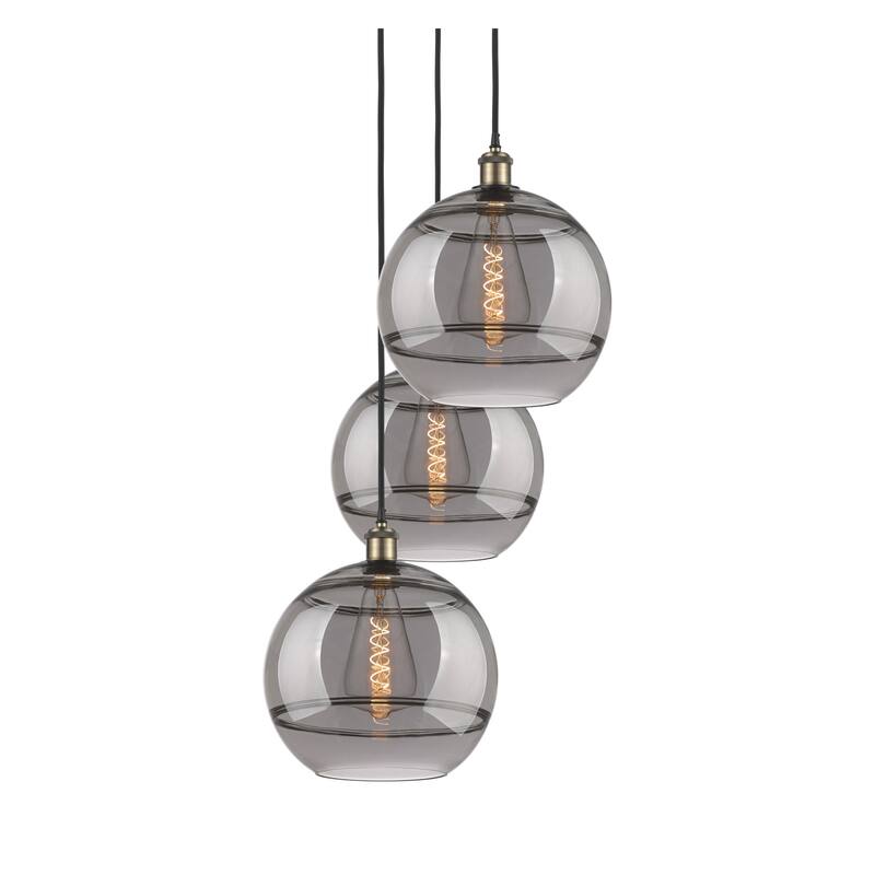 Innovations Lighting 113B-3P-41-19 Rochester Pendant Rochester 3 Light - Black Antique Brass / Smoked