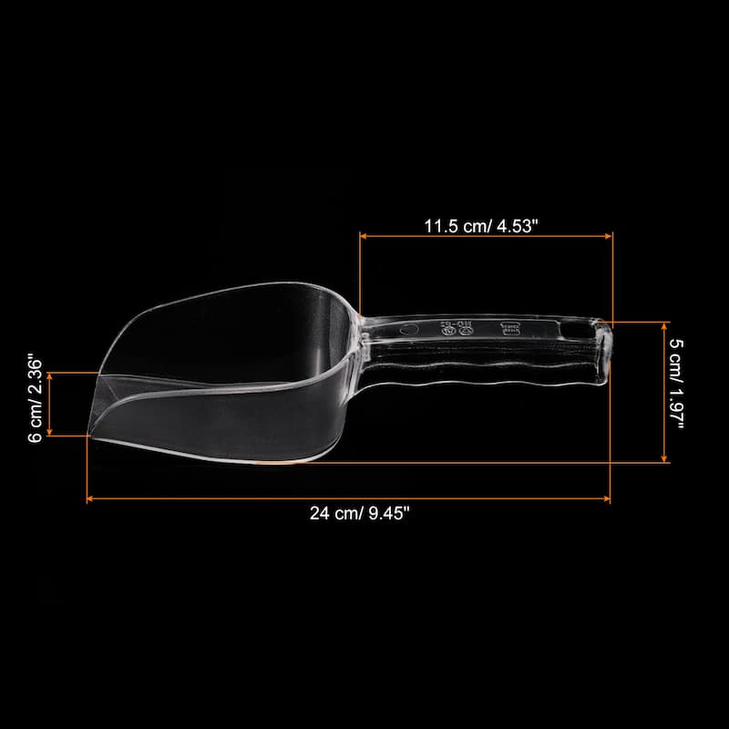 Ice Scoop, 9.45x2.36" Small Ice Maker Flour Cereal Sugar Handle Shovel - Clear