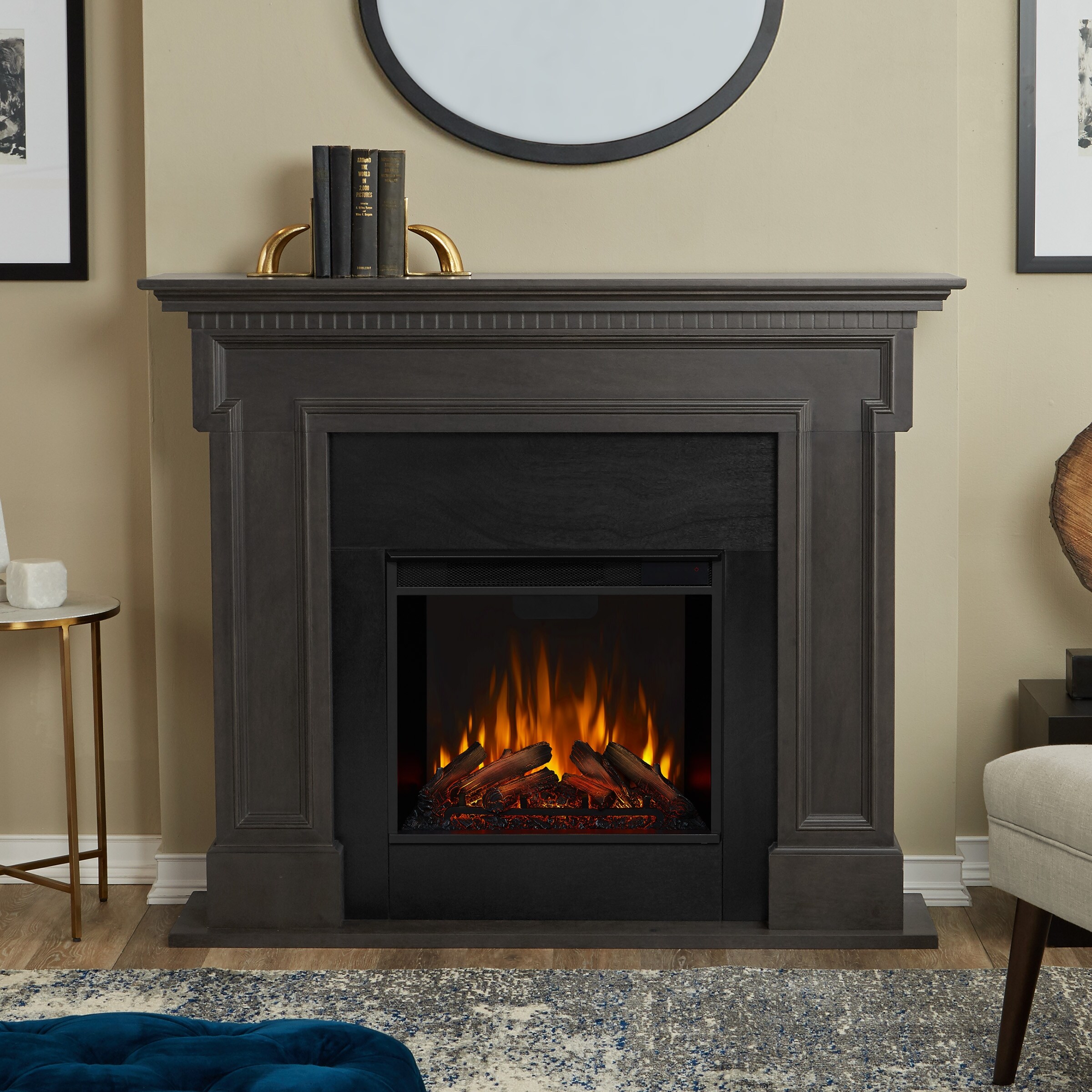 Shop Thayer Electric Fireplace Grey By Real Flame 54 38l X 13w X
