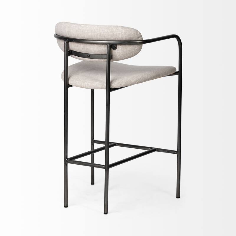 Parker Beige Fabric Seat with Dark Grey Metal Frame Counter Stool - 19.7L x 20.9W x 35.8H